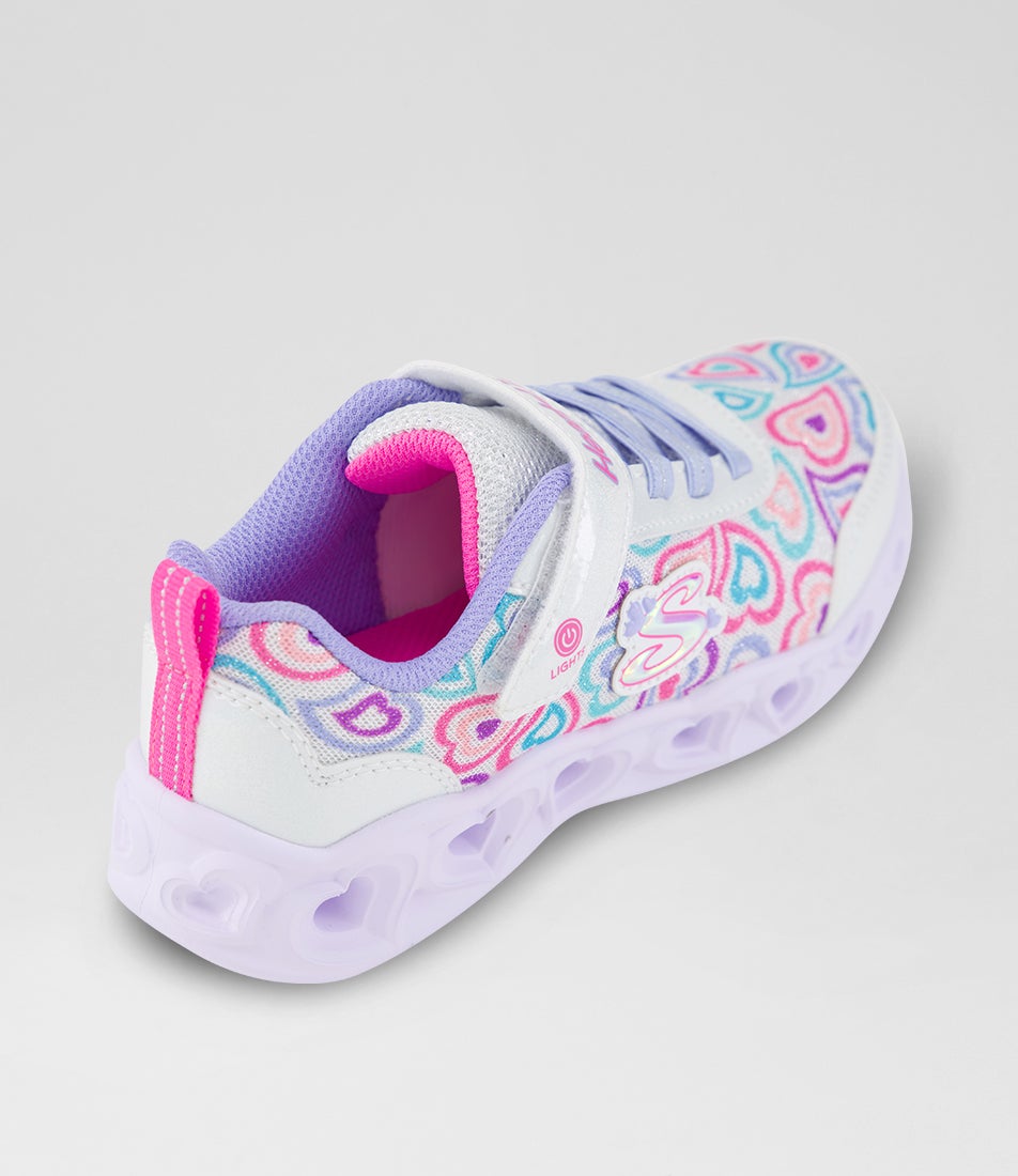 Eternal Heart Lights Junior White Multi Fabric Slip On Sneakers