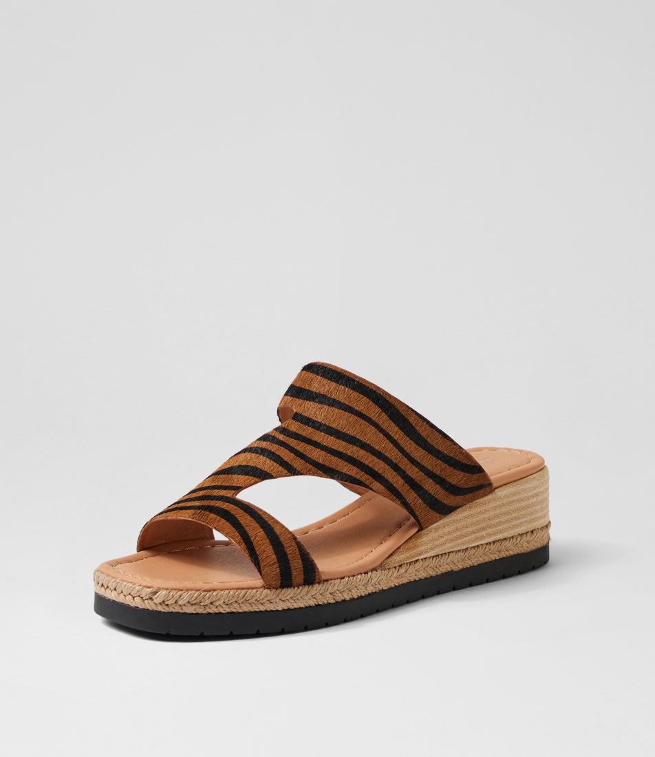 Ivone Black Tan Zebra Pony Sandals