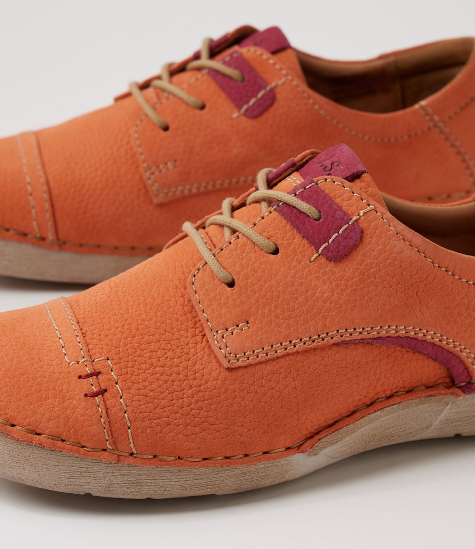 Fergey 41 Papaya Kombi Leather Lace Up Flats