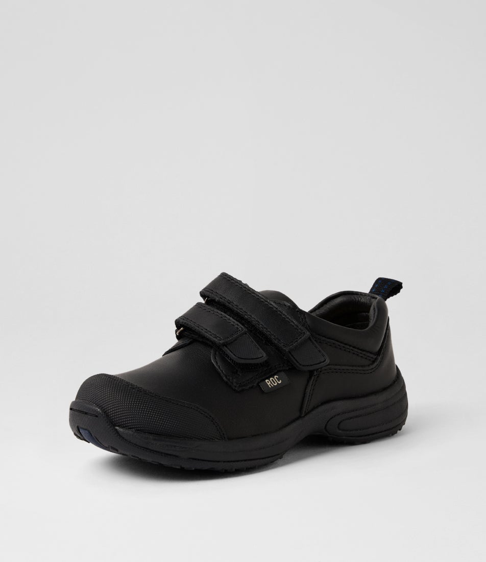 Huxx Junior Black Leather School Shoes