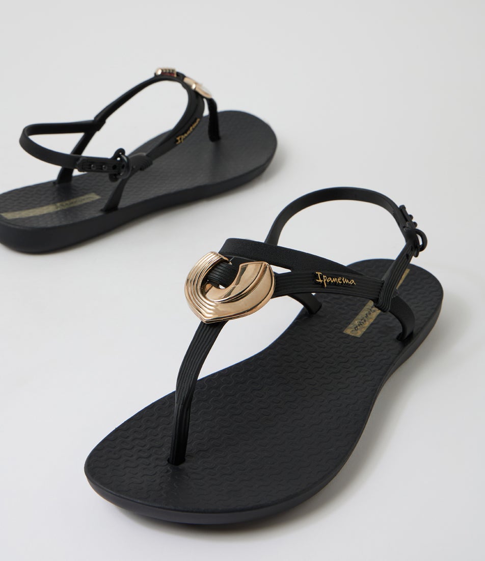 Class Dreamy Black Rubber Sandals
