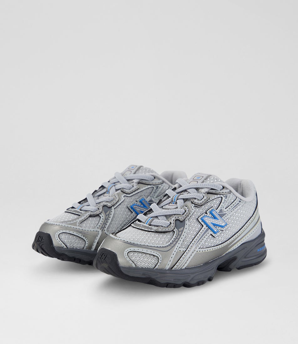 740 Toddler Dark Silver Metallic Fan Blue Mesh Sneakers