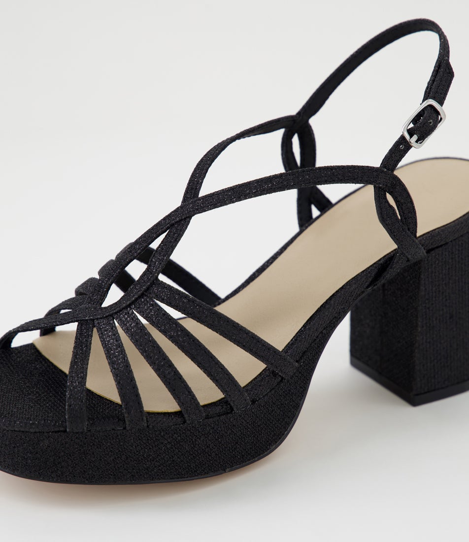 Forrum Black Glitter Sandals