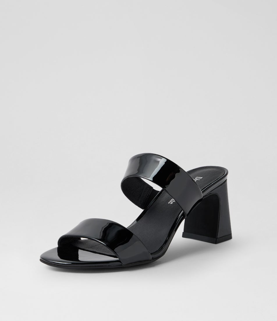 Belline Black Patent Leather Heeled Sandals