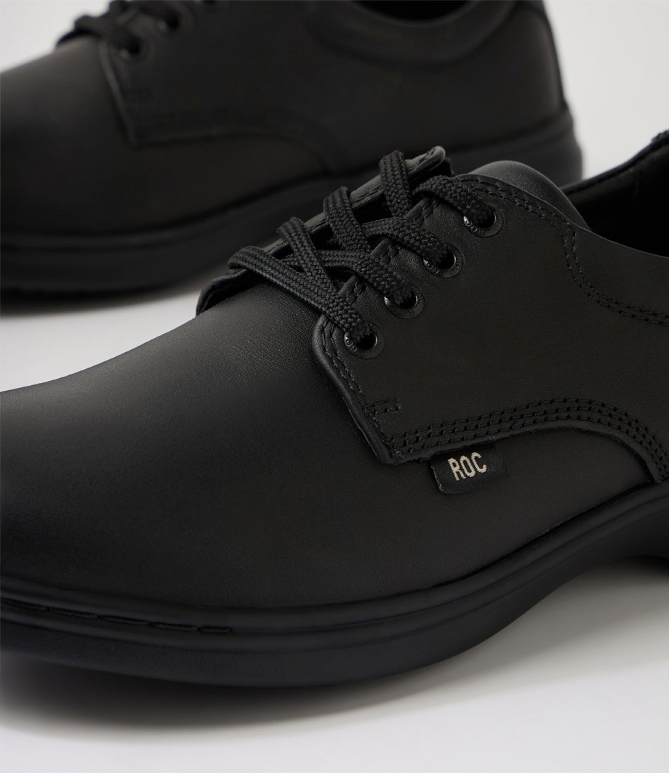 Elite Youth Black Leather Lace Up School Shoes
