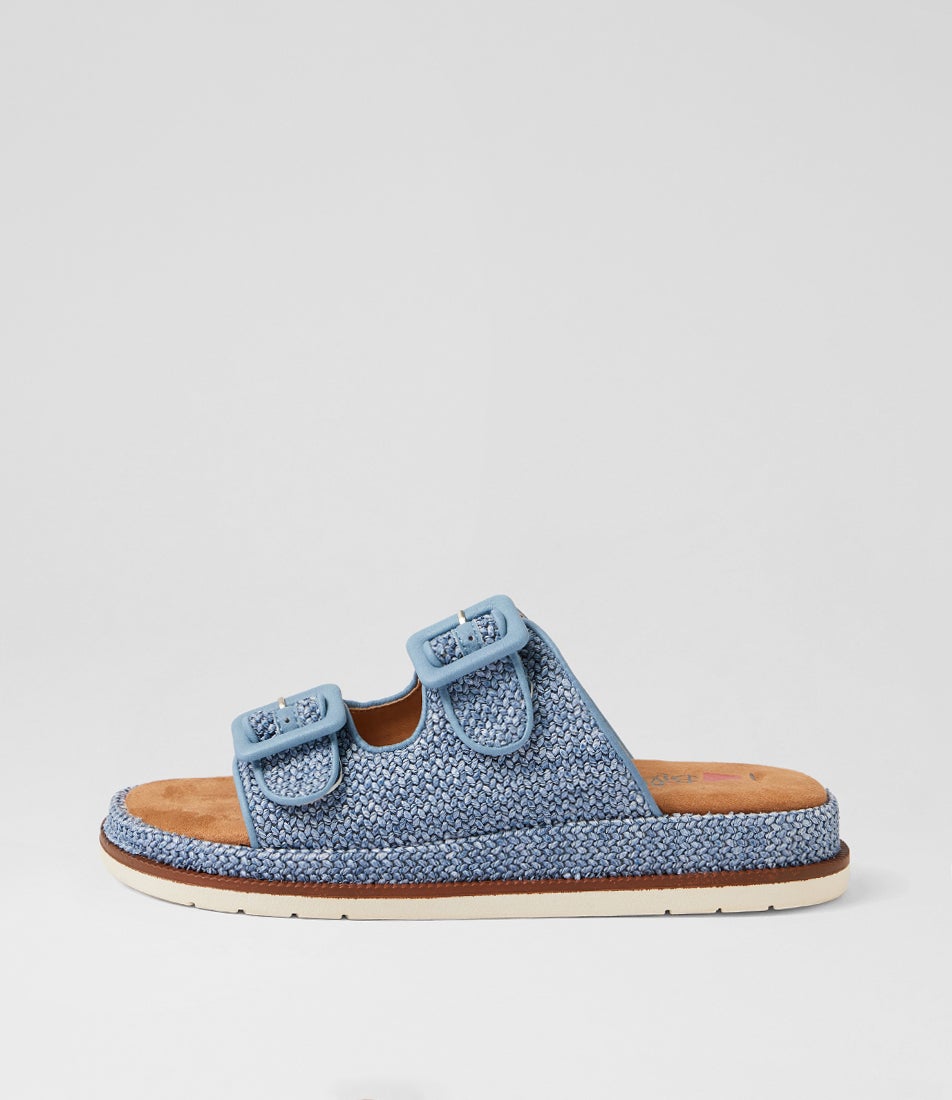 Darto Denim Synthetic Raffia Sandals