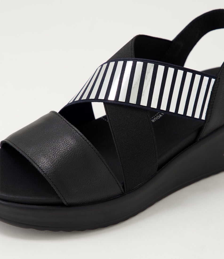 Solle Xw Black Silver Leather Sandals