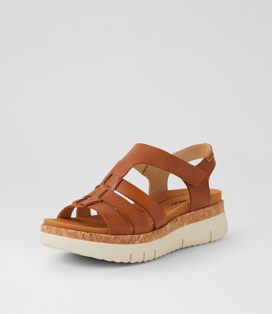 Palma 54 Brandy Leather Platform Wedge Sandals