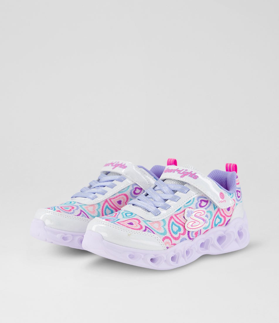 Eternal Heart Lights Junior White Multi Fabric Slip On Sneakers
