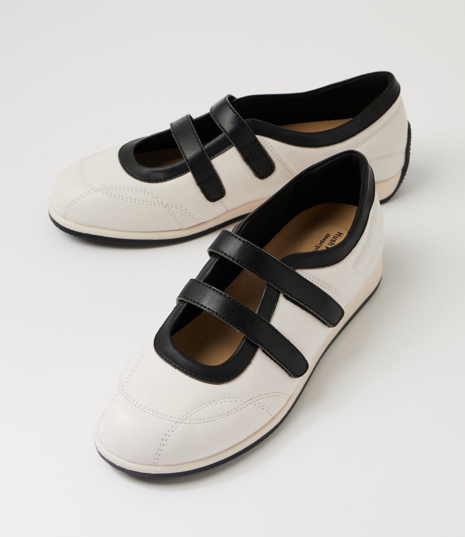 Amor White Black Leather Lace Up Flats