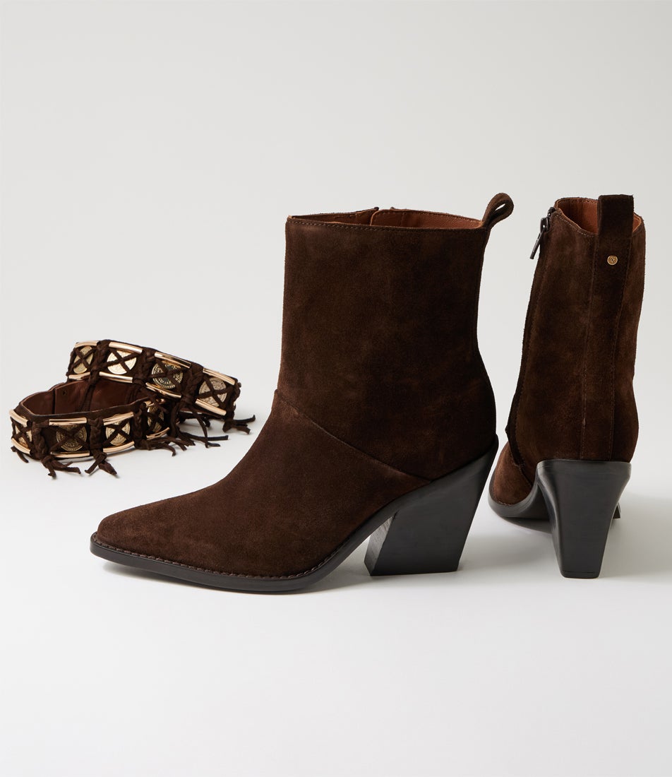 New Kole Coffee Bean Suede Western Boots