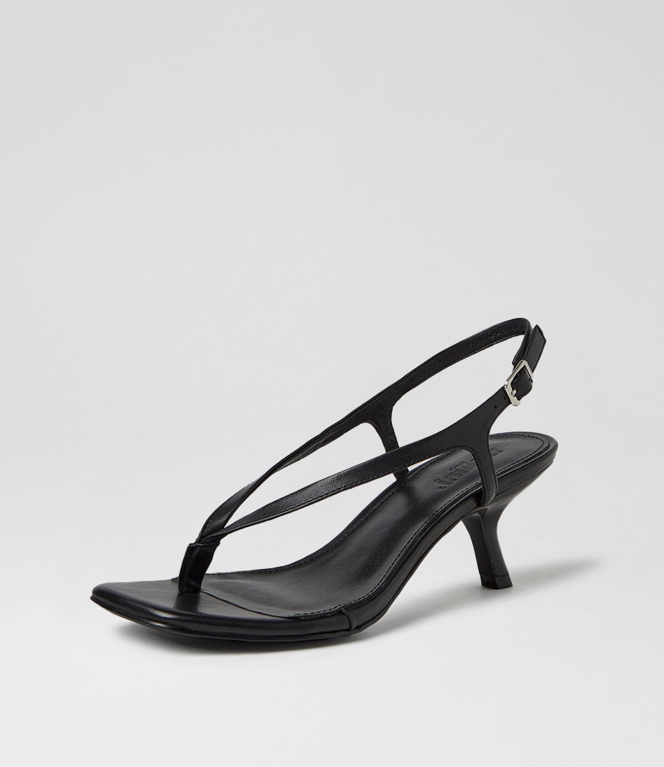 Holi Black Leather Sandals