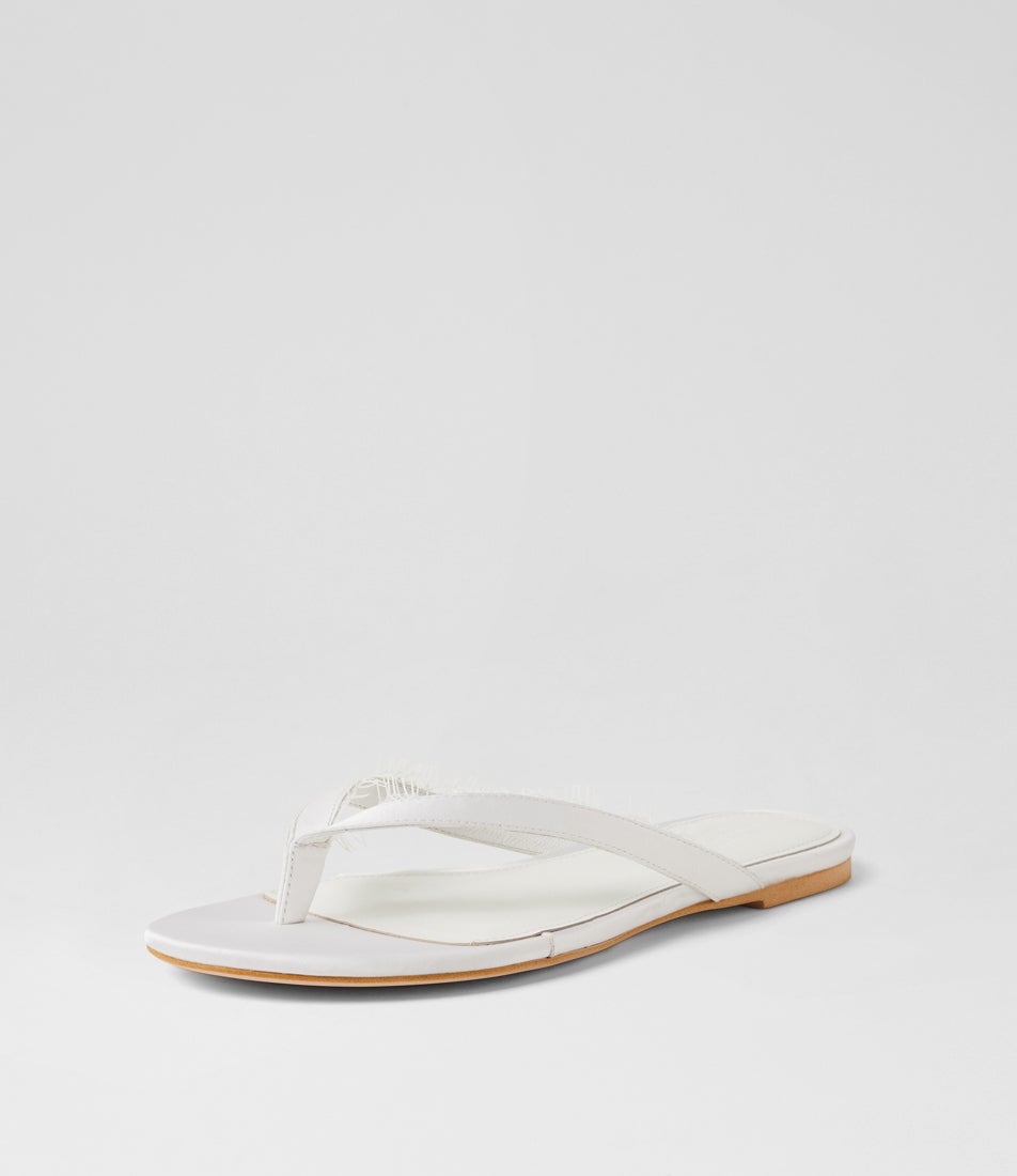 Dinnah White Satin Thongs