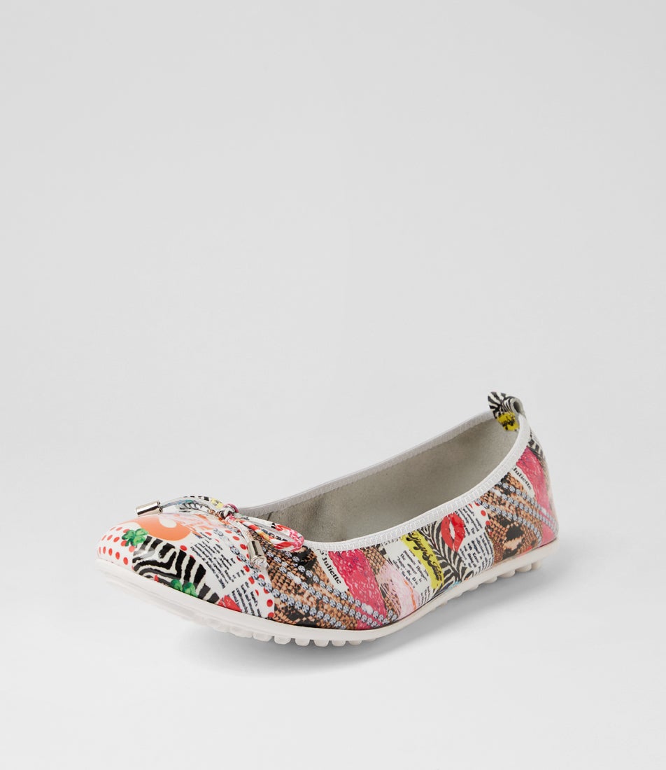 Belin Collage 2 Print Patent Leather Flat Shoes