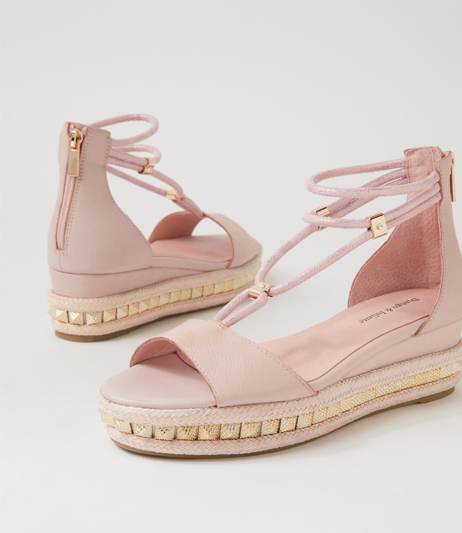 Miora Palest Pink Leather Elastic Platform Sandals