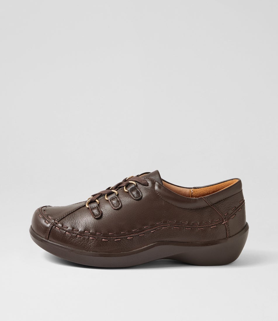 Allsorts Xw Choc Leather Lace Up Flats