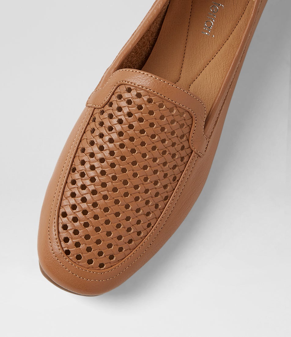 Tillis Dark Tan Leather Flat Shoes