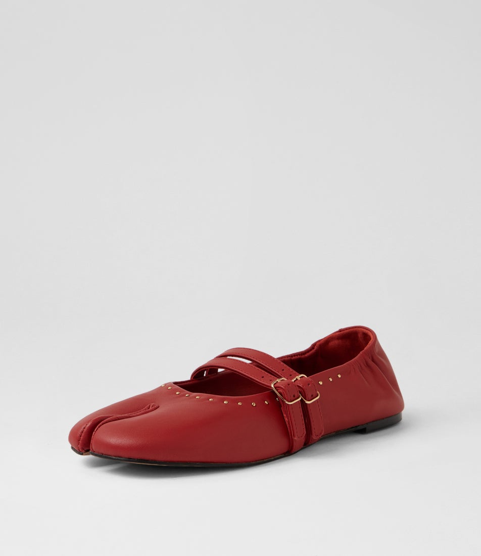 Semm-Ie Deep Red Soft Leather Mary Janes