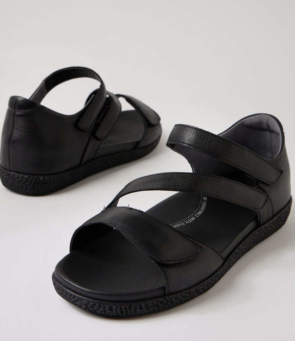 Rolle Xw Black Leather Sandals