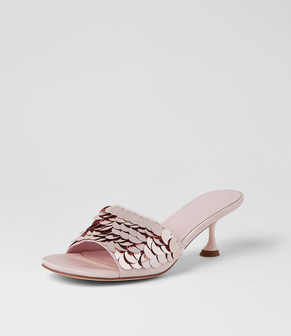 Ampale Pale Pink Sequin Sandals