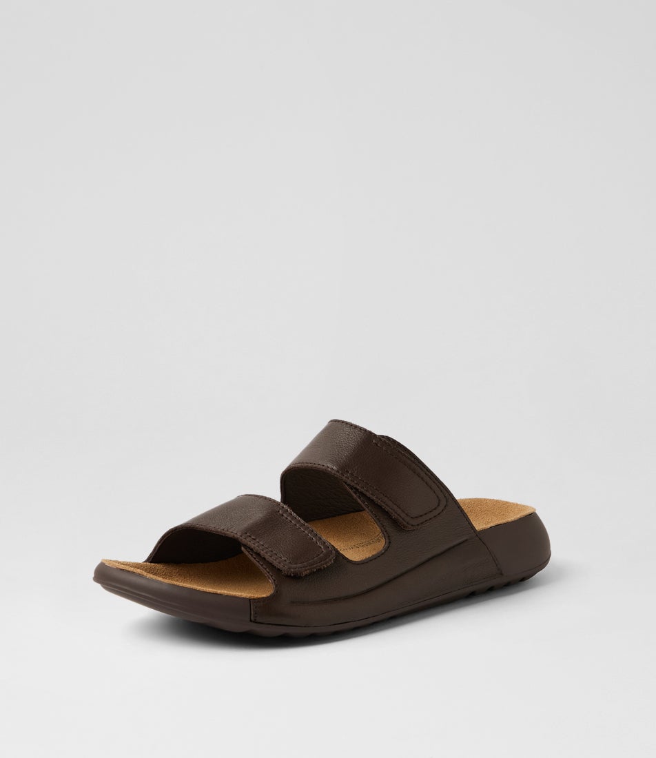 Yava W Choc Leather Slides