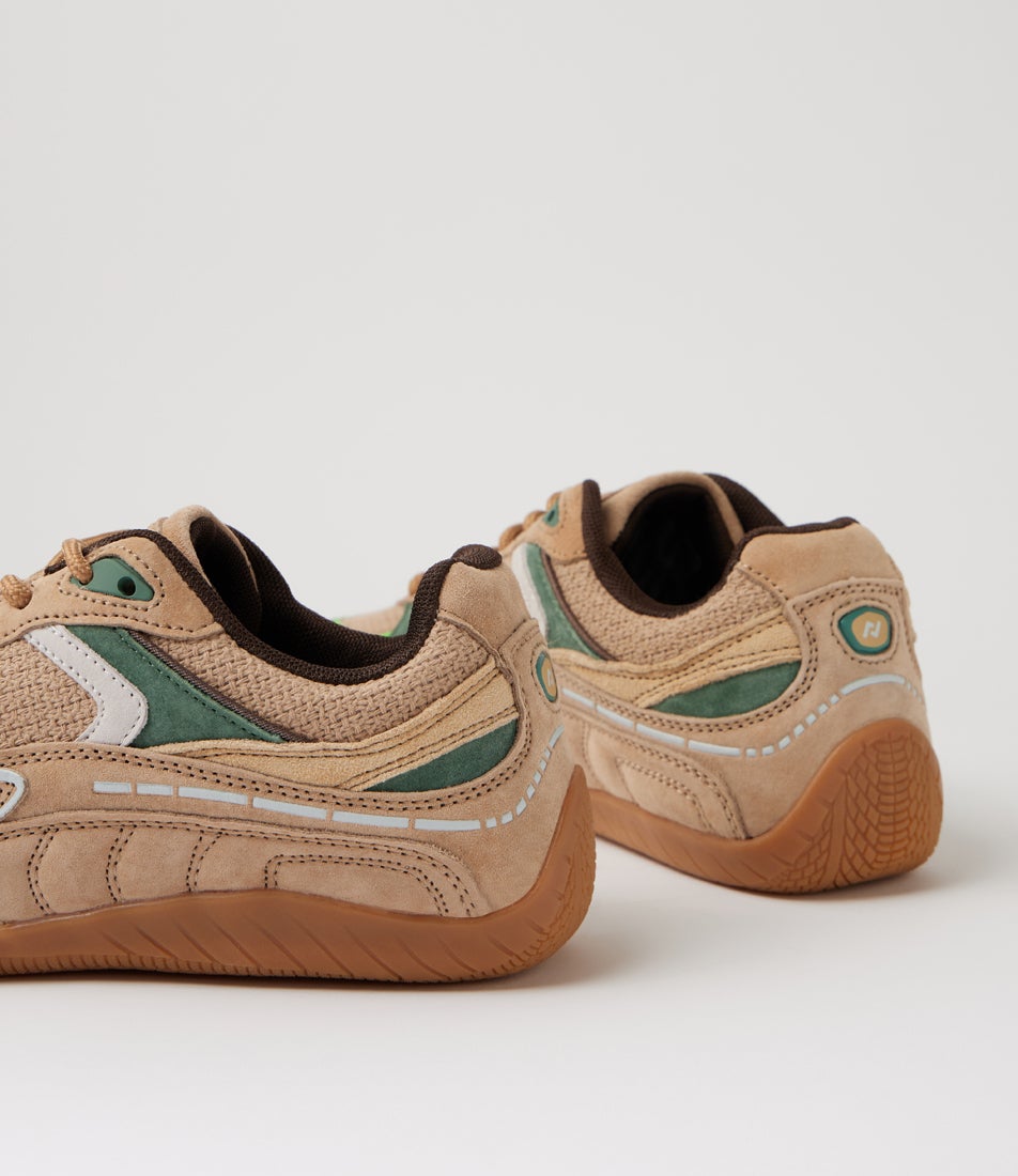 Sunda Sand Suede Mesh Lace Up Sneakers