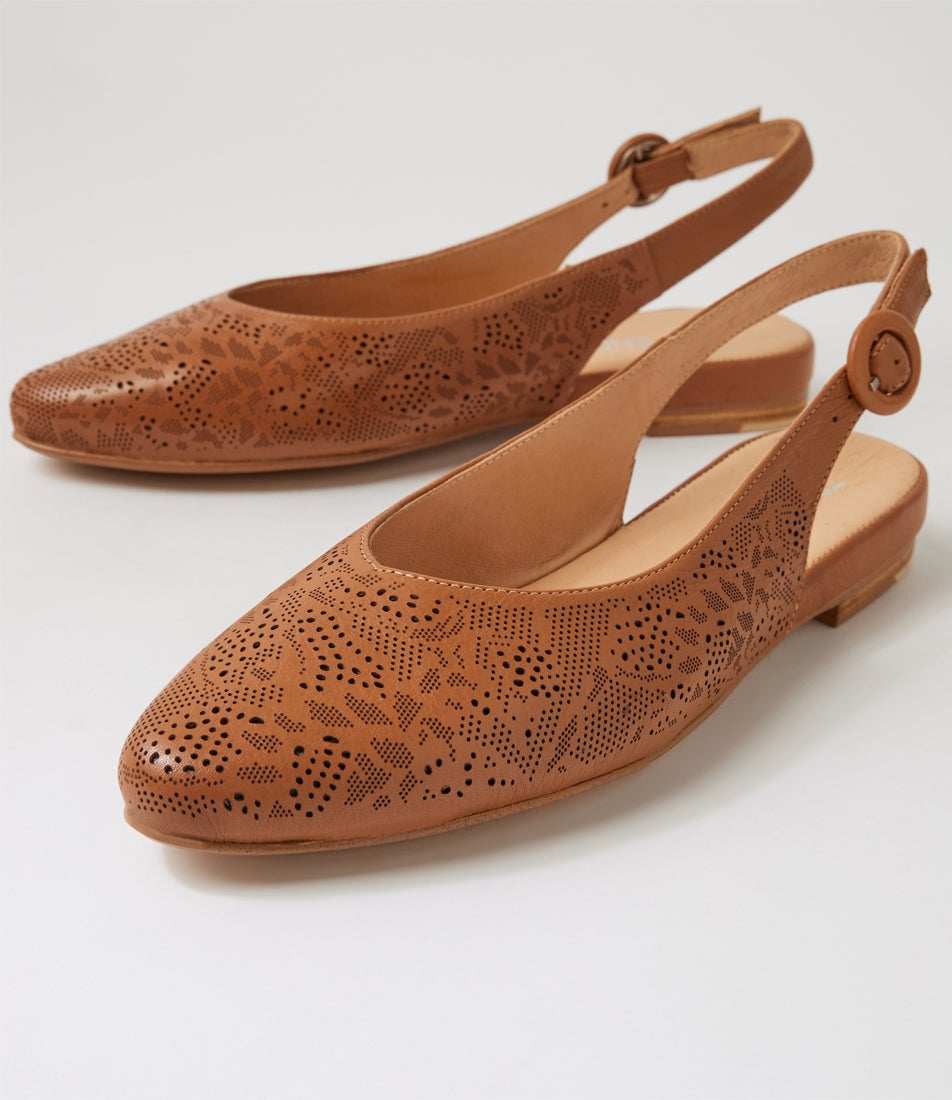 Falo Dark Tan Leather Slingbacks