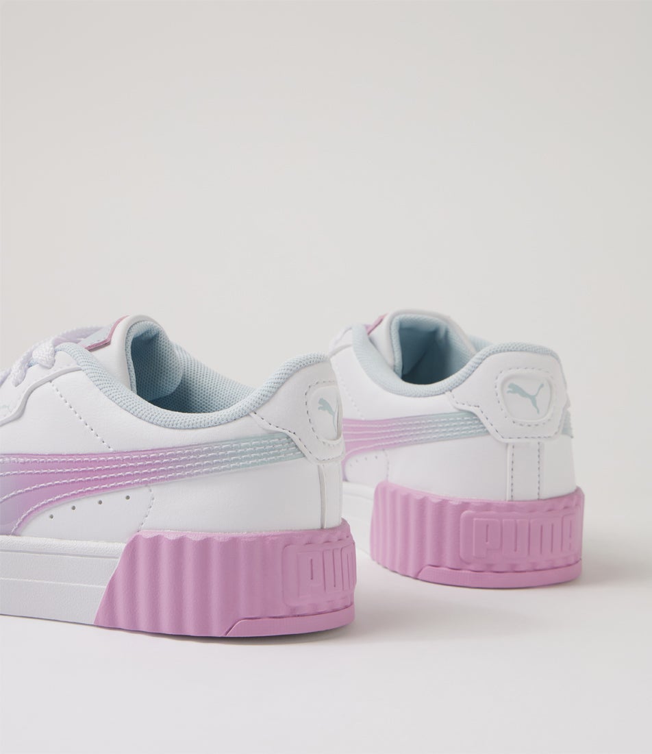 Carina 3 Junior White Mauve Glow Lace Up Sneakers