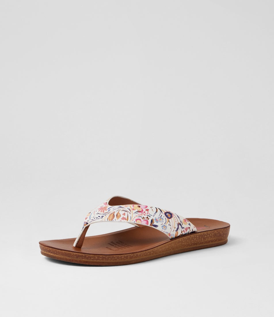 Kistine White Floral Sandals
