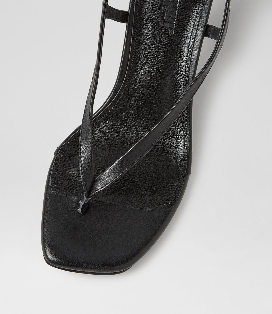 Holi Black Leather Sandals