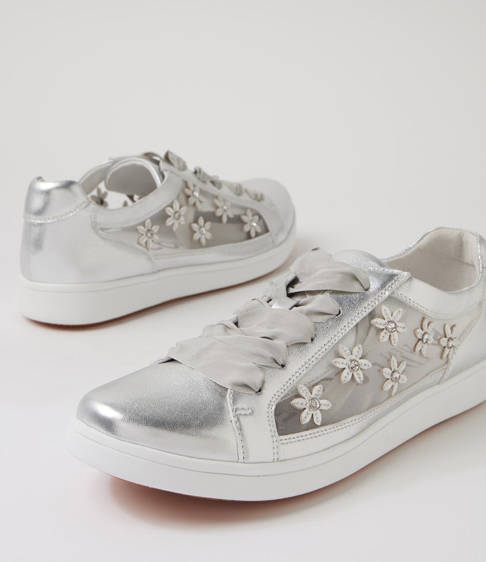 Desha Xw Silver Jewels Leather Sneakers