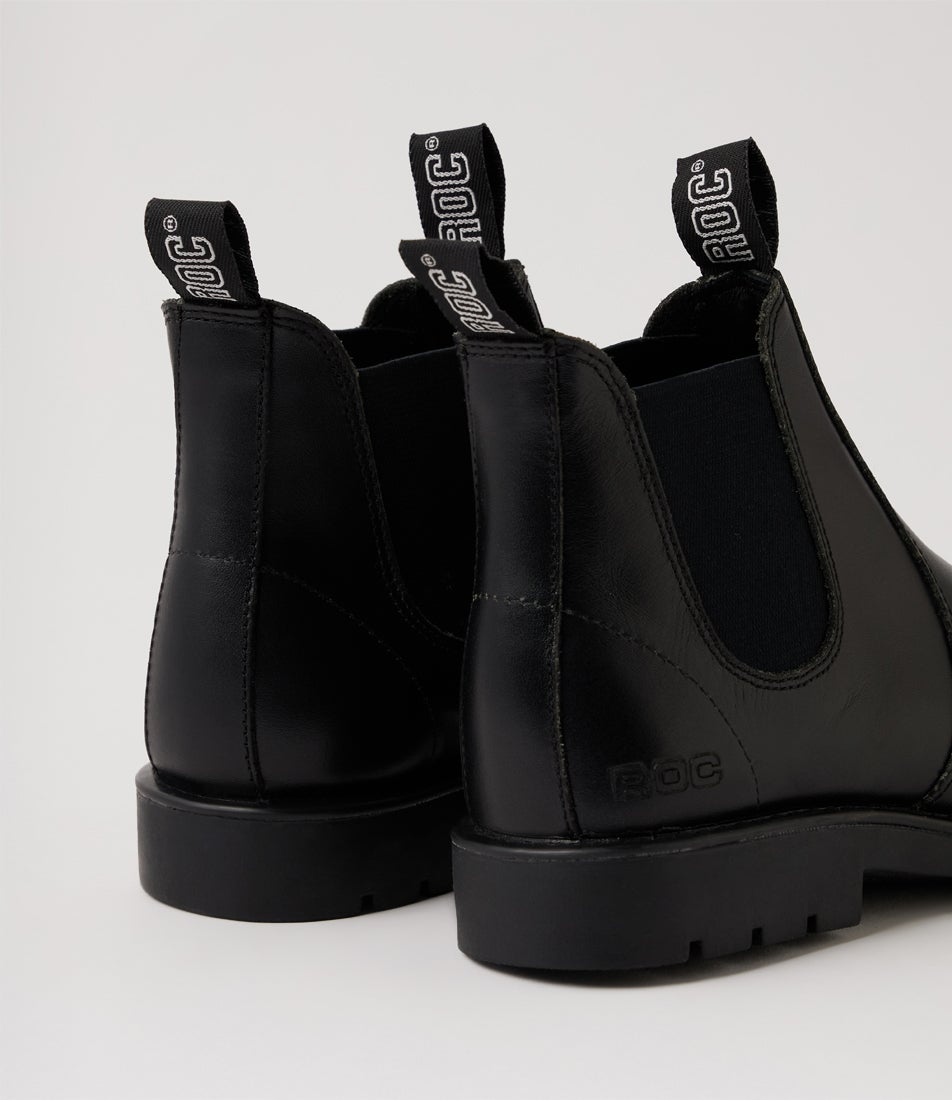Jumbuk Youth Black Leather Desert Boots