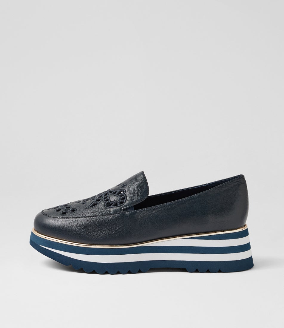 Enakai Navy Leather Loafers