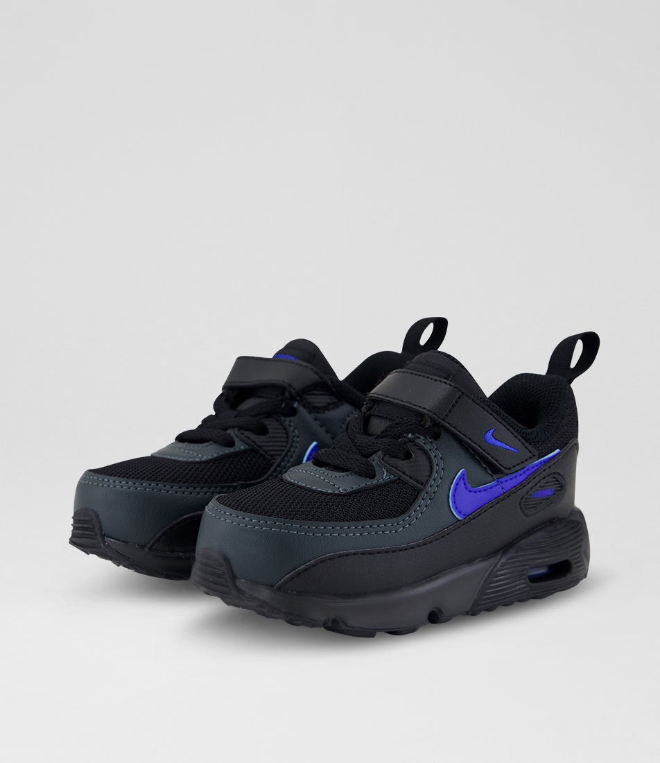 Air Max 90 Toddler Black Racer Blue Smoke Grey Fabric Sneakers