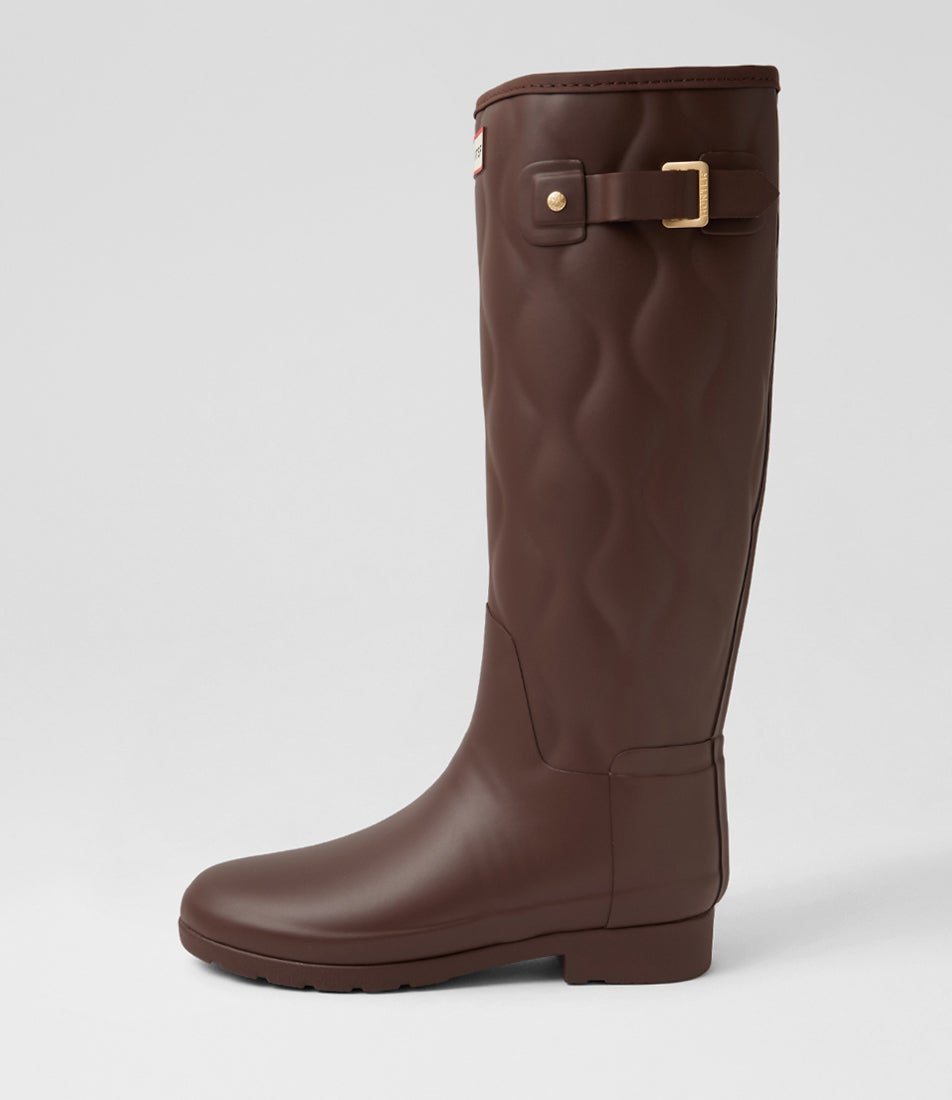 Refined Tall Onion Quilt Brown Bolt Rubber Gumboots