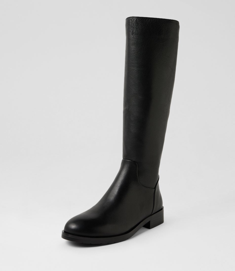 Teagle Black Leather Knee High Boots