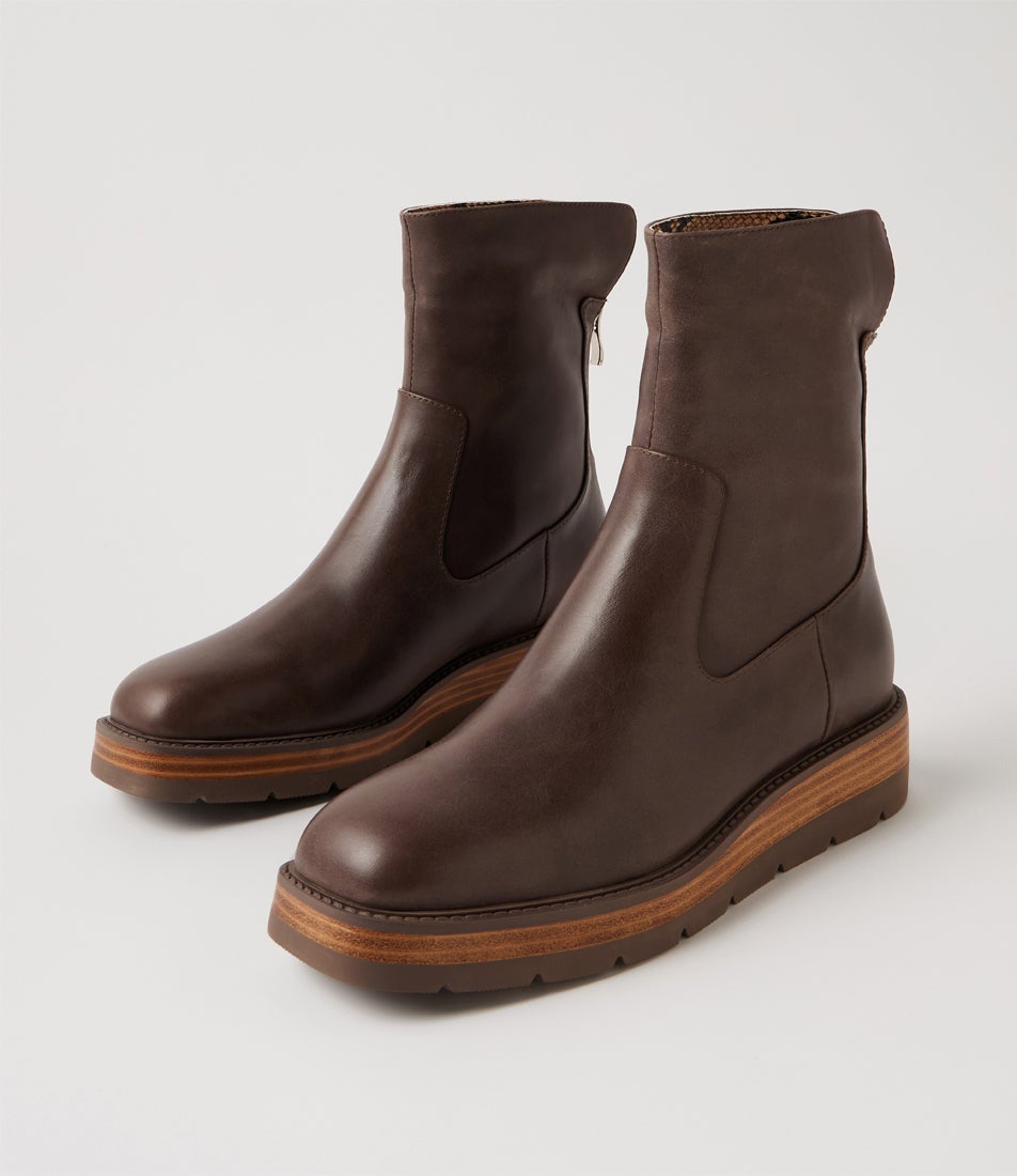 Tonline Choc Black Caramel Snake Leather Ankle Boots