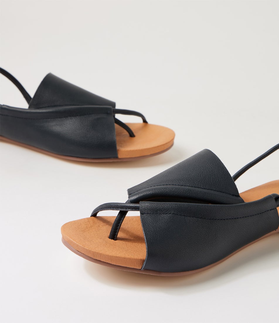 Justa Navy Leather Sandals