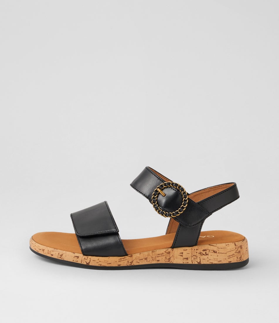 Iselle Schwarz Leather Sandals