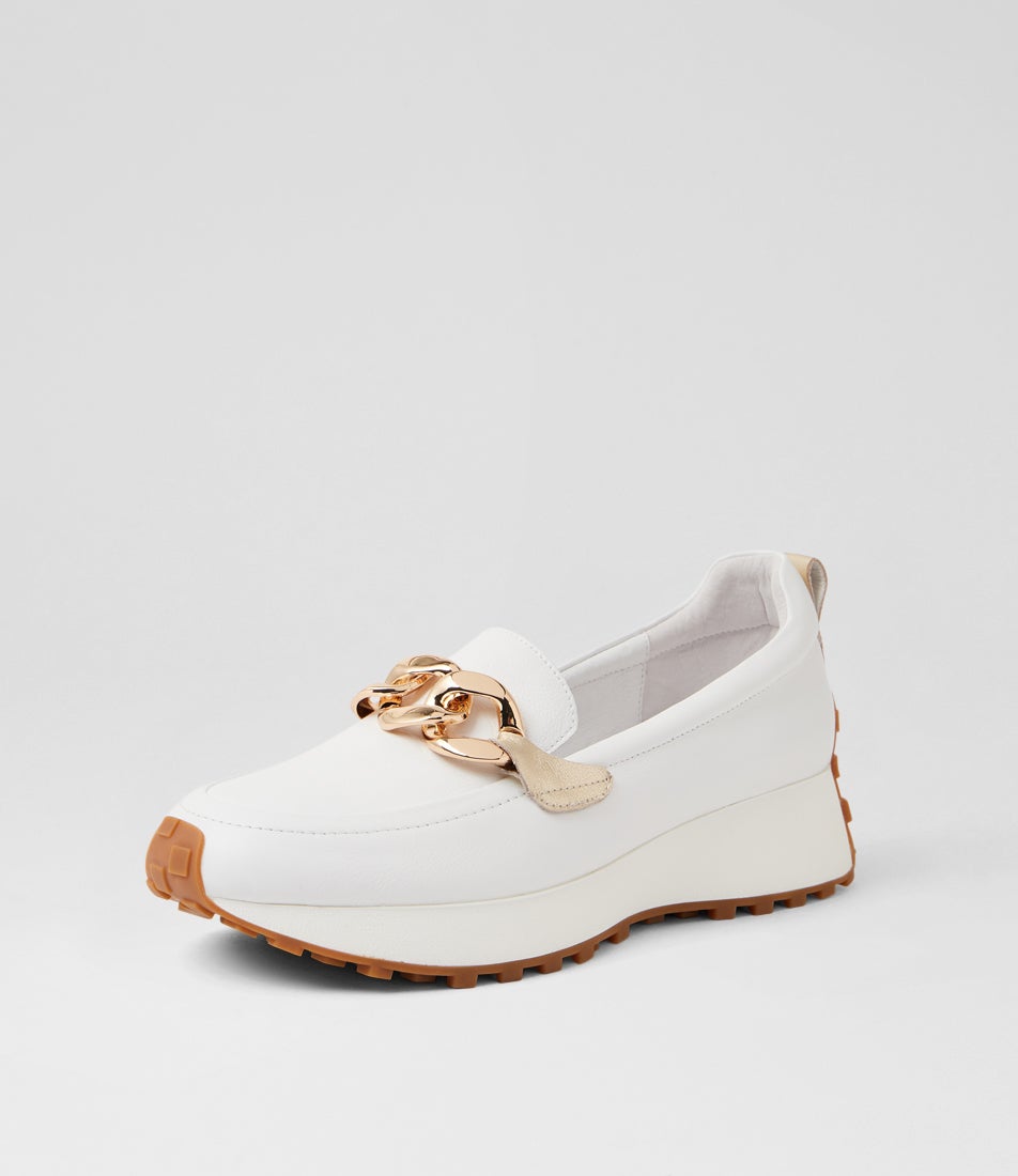 Zaphas White Gold Leather Loafers Zaphas White Gold Leather Loafers