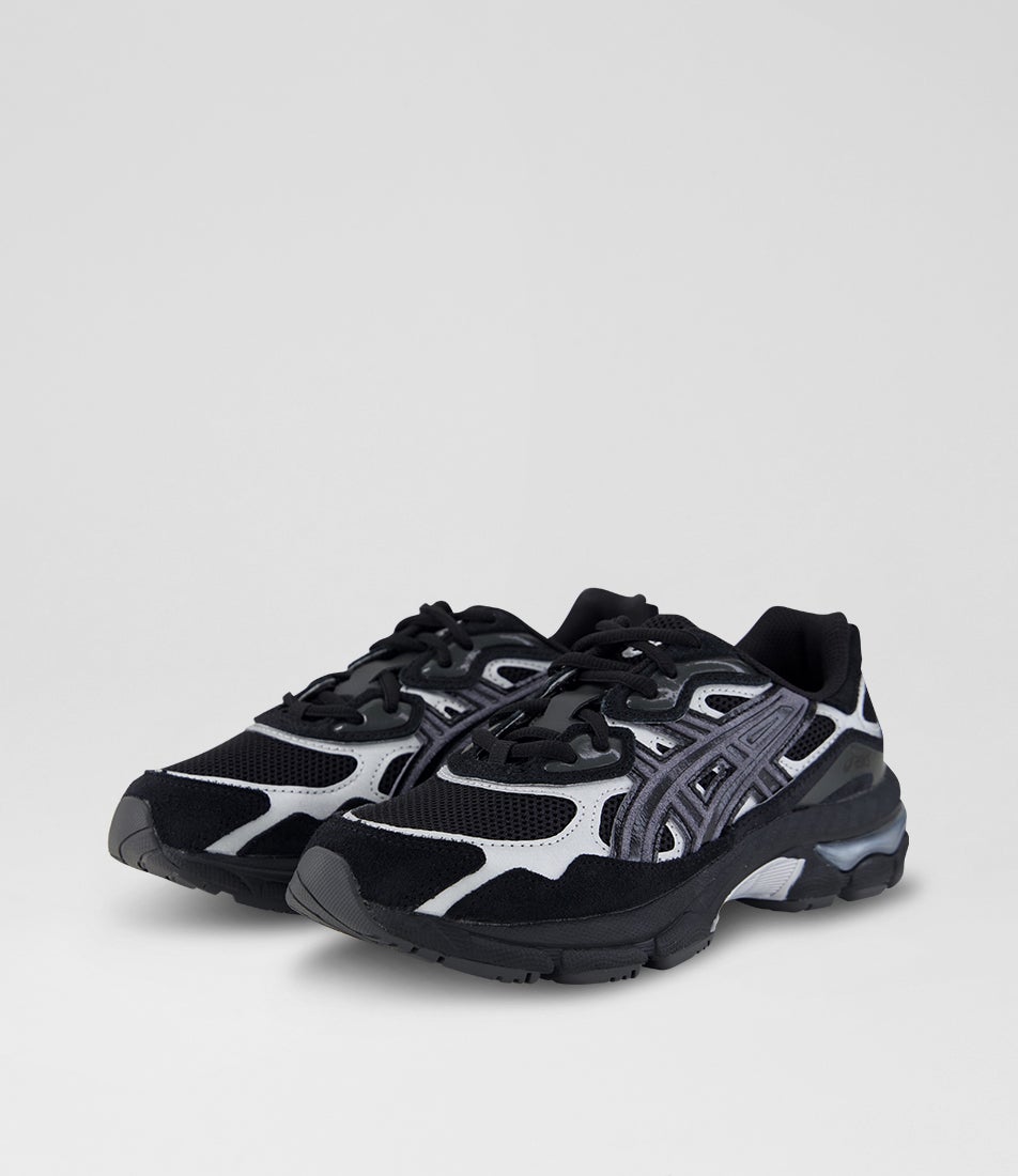 Gel Nyc Youth Black Pure Silver Suede Lace Up Sneakers