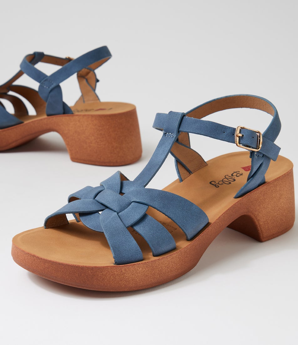 Adelaide Mid Blue Nubuck Pu Sandals