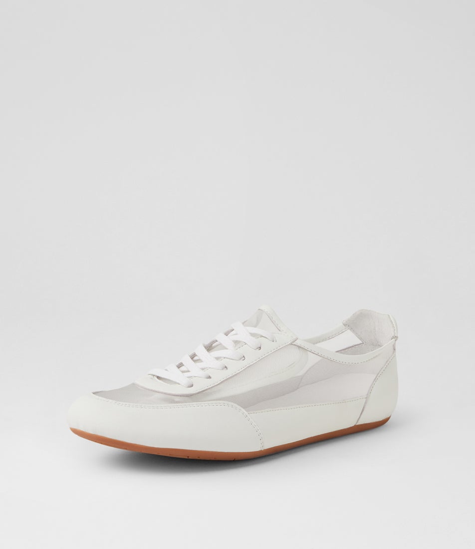 Brees White Leather Mesh Sneakers
