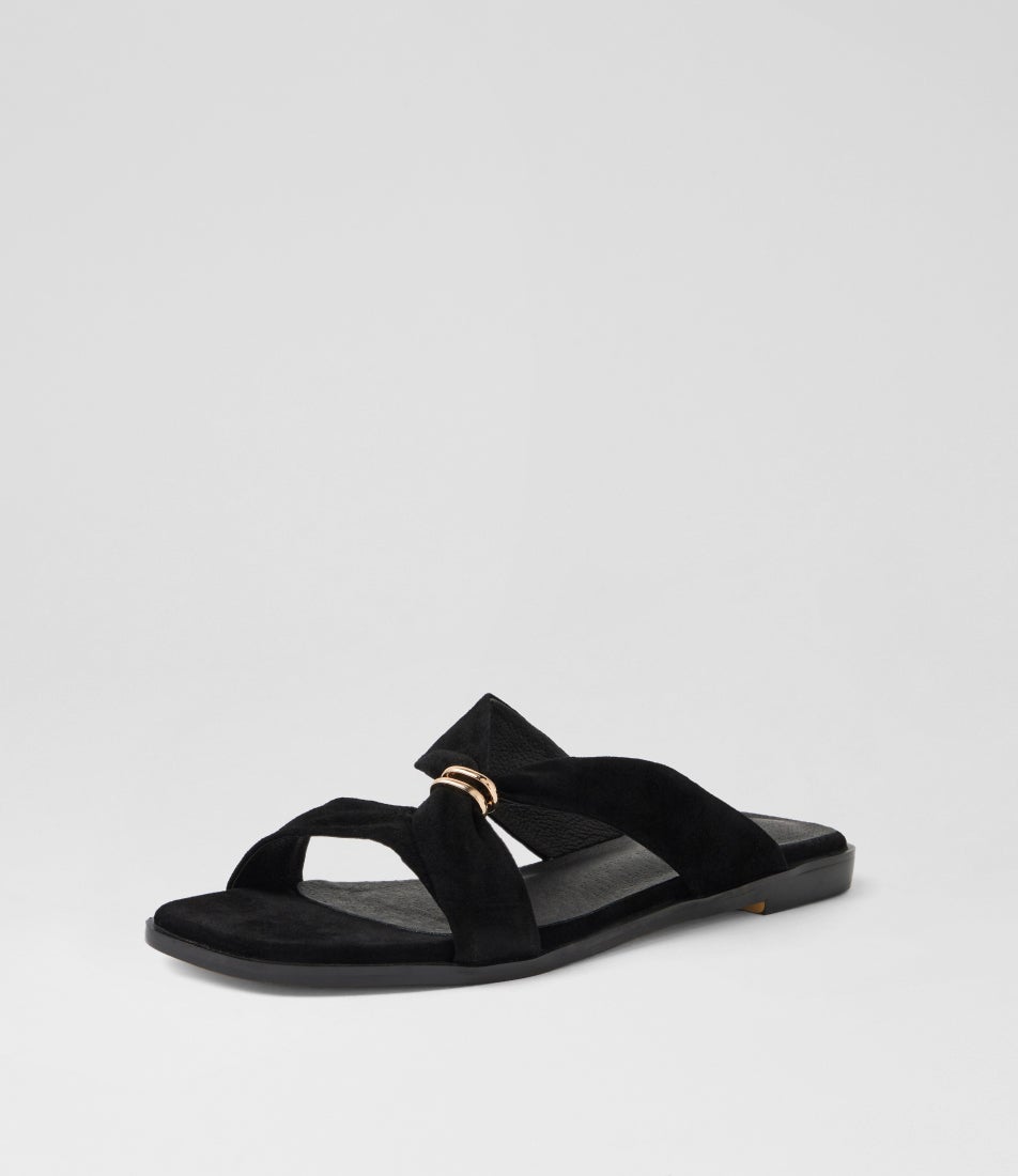 Lalori Black Suede Slides
