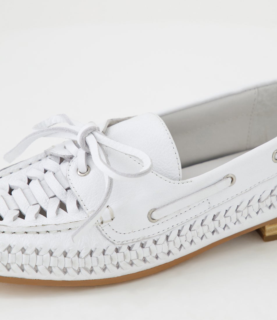 Raella White Leather Loafers
