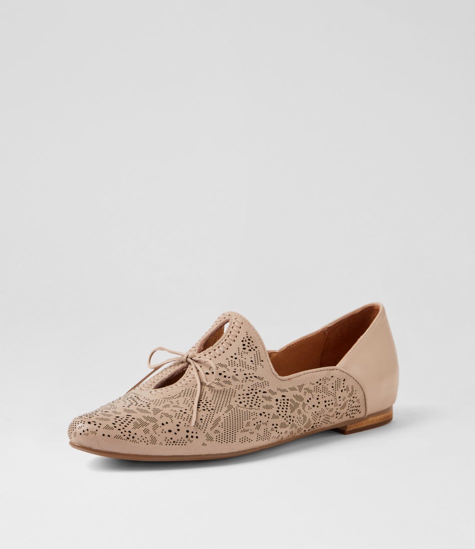Simmona Nude Leather Loafers