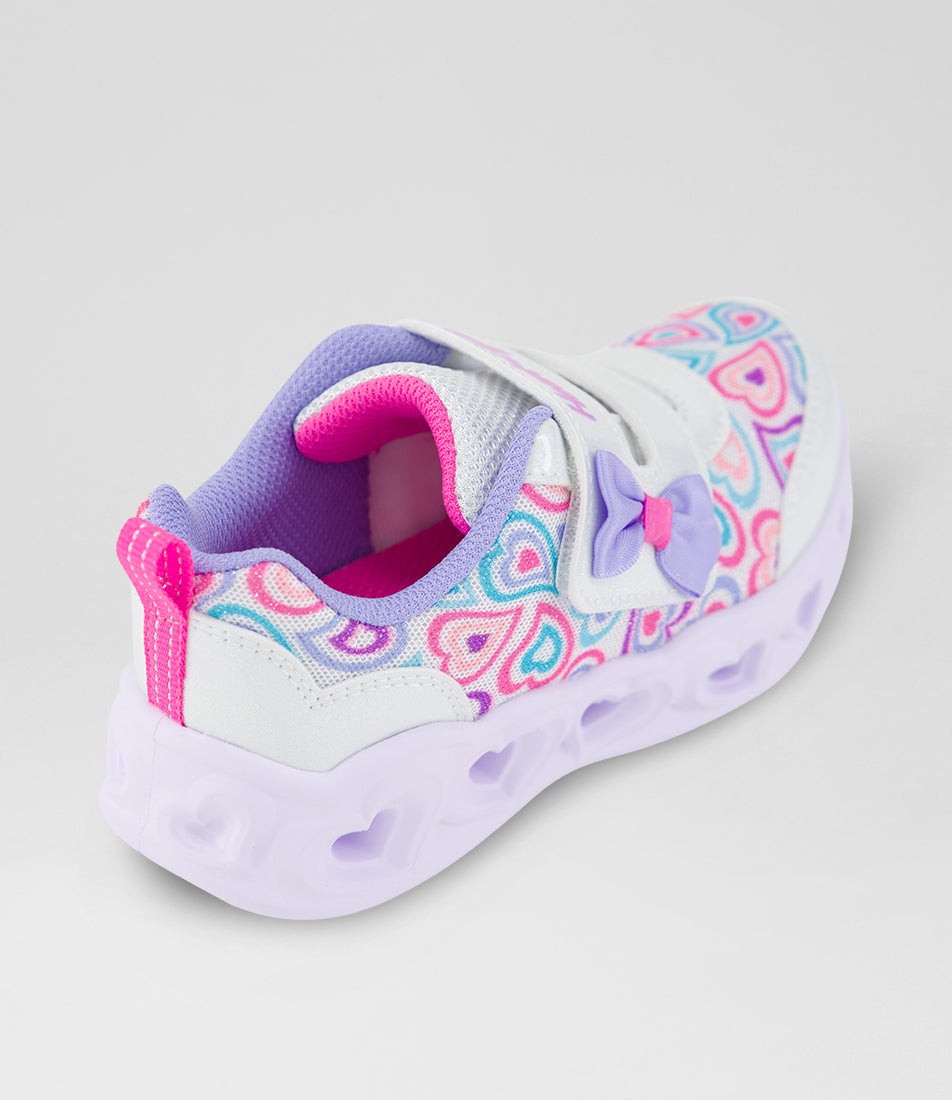 Heart Lights Toddler White Multi Fabric Slip On Sneakers