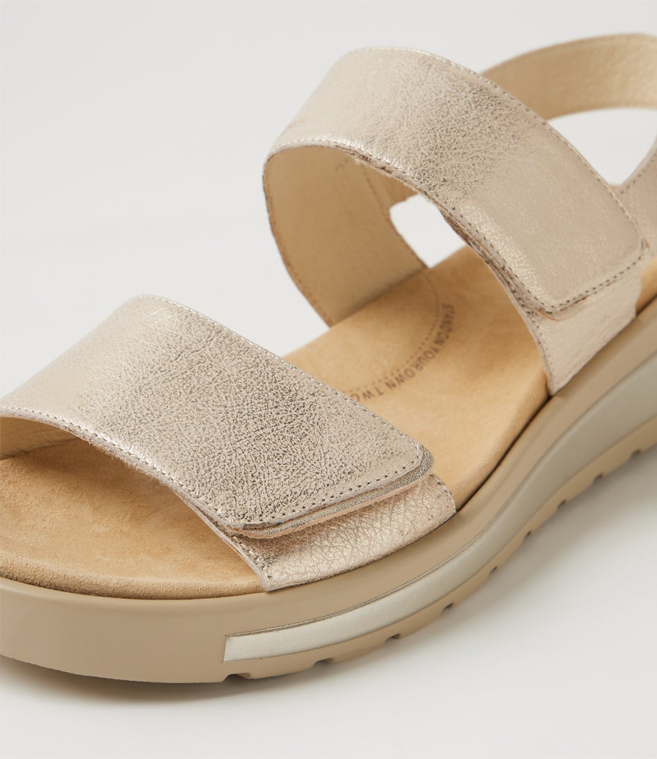 Garlin W Beige Gold Leather Sandals Garlin W Beige Gold Leather Sandals