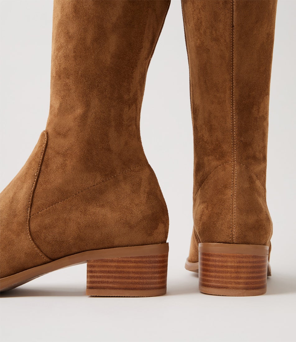 Oquail Light Choc Natural Stretch Microsuede Knee High Boots