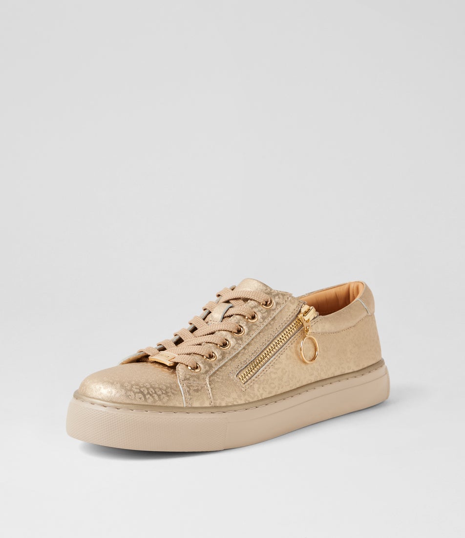 Pamela Xf Gold Cheetah Leather Sneakers